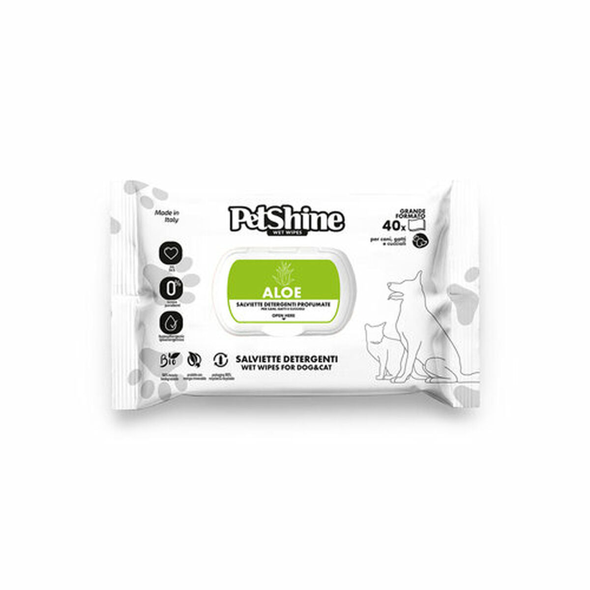 Lingettes pour Animaux Porrini Aloe Vera 40 Unités